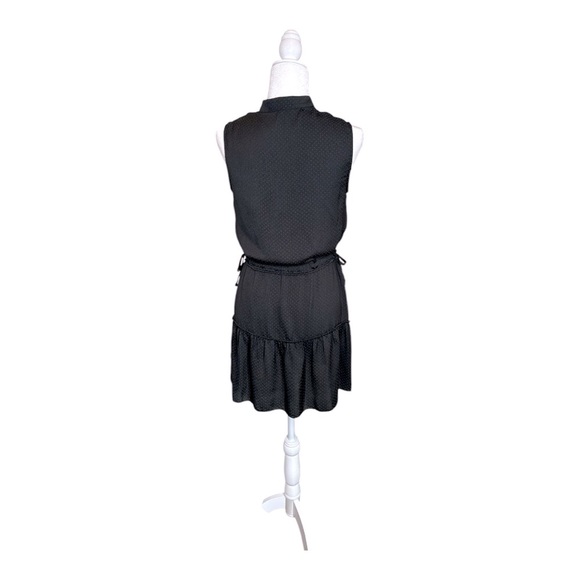 Allsaints Polka Dot Dress New Lin Black Size 4 Cinch Drawstring Mini Button Up - Picture 3 of 13